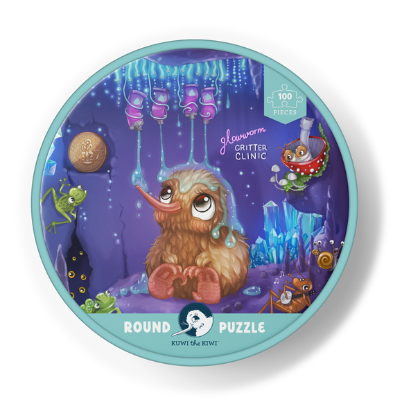 Glowworm Glitter Critter 100 Pc Round Puzzle