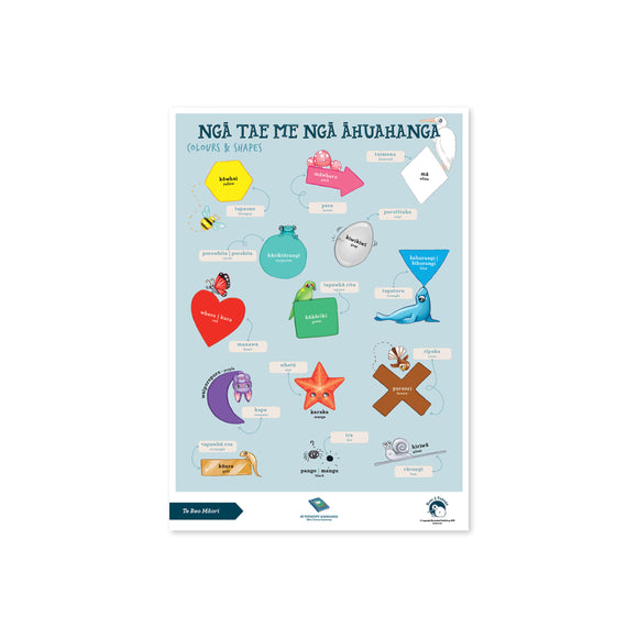 Te Reo Māori - A3 Poster - Colours & Shapes